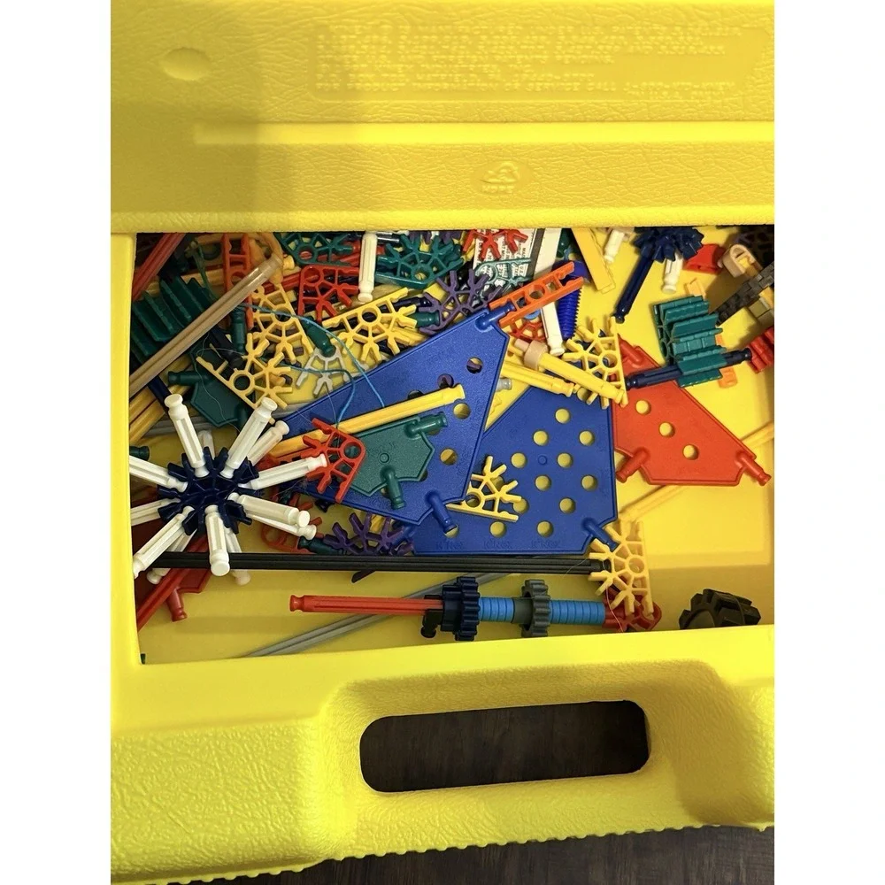 Vintage K'NEX Yellow Box Hard Carrying Case With A Bunch Of K'NEX Pieces 1992